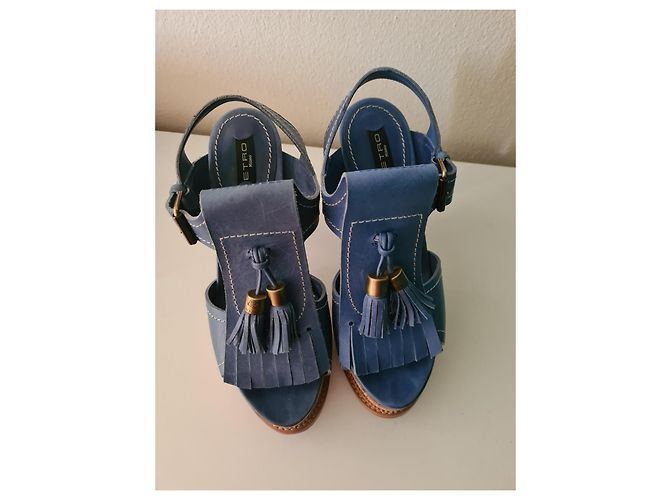 Sandali Etro in pelle azzurro chiaro Blu chiaro - vista 15