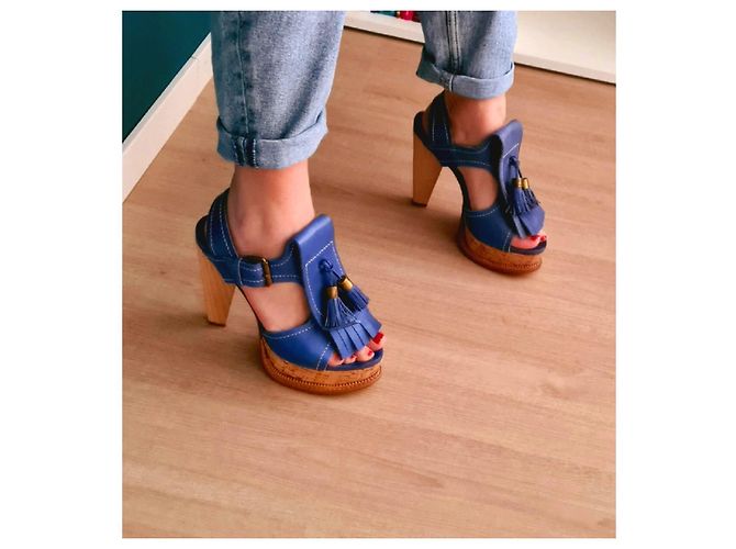 Sandali Etro in pelle azzurro chiaro Blu chiaro - vista 17