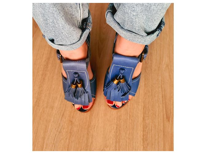 Sandali Etro in pelle azzurro chiaro Blu chiaro - vista 18