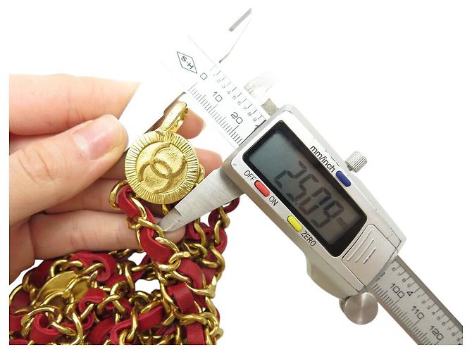 VINTAGE CHANEL GÜRTEL 1984 KETTE & VERFLOCHENES LEDER MEDAILLON T65-78 Golden - Ansicht 10