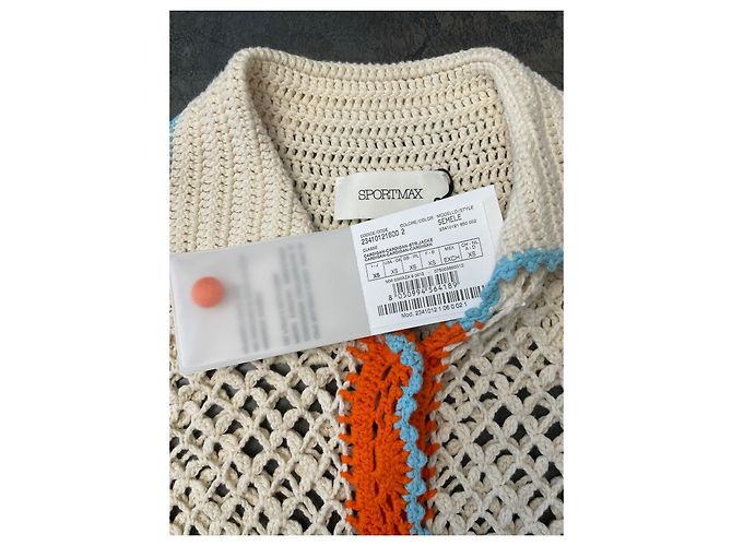 Cárdigan Sportmax de ganchillo algodón naranja turquesa Crudo - vista 2