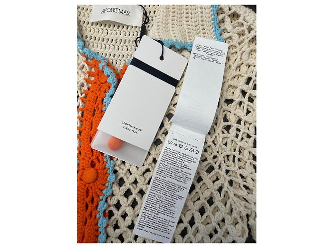 Cárdigan Sportmax de ganchillo algodón naranja turquesa Crudo - vista 3