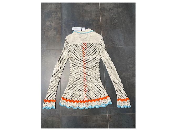 Cárdigan Sportmax de ganchillo algodón naranja turquesa Crudo - vista 4