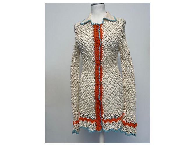 Cárdigan Sportmax de ganchillo algodón naranja turquesa Crudo - vista 5