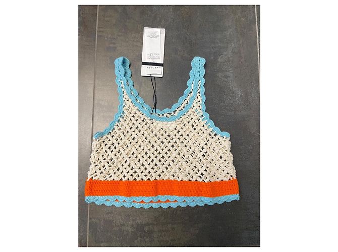 Top de ganchillo Sportmax de algodón naranja ecru turquesa Crudo - vista 4