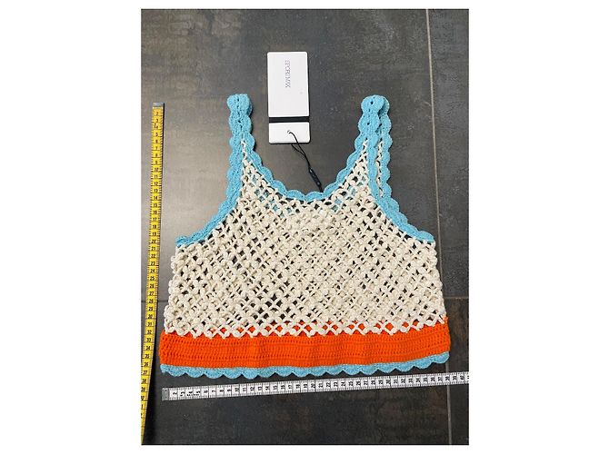 Top de ganchillo Sportmax de algodón naranja ecru turquesa Crudo - vista 9