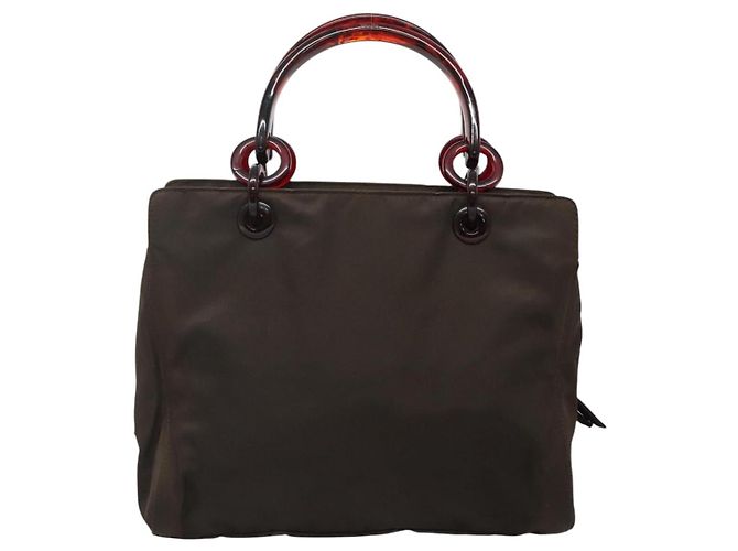 PRADA Borsa a mano in nylon marrone Auth ti2669 - vista 2