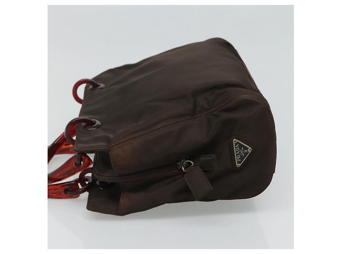 PRADA Borsa a mano in nylon marrone Auth ti2669 - vista 3