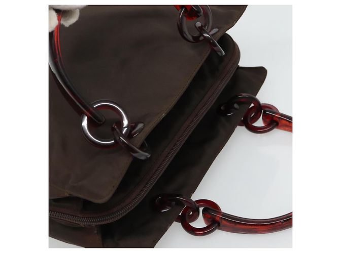 PRADA Borsa a mano in nylon marrone Auth ti2669 - vista 6