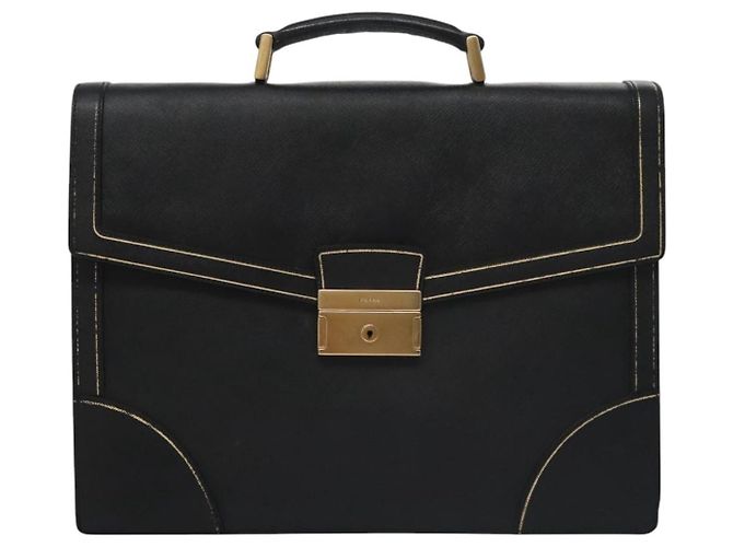 Saffiano Borsa da lavoro PRADA in pelle Safiano nera e oro Auth bs21898 Nero D'oro - vista 13