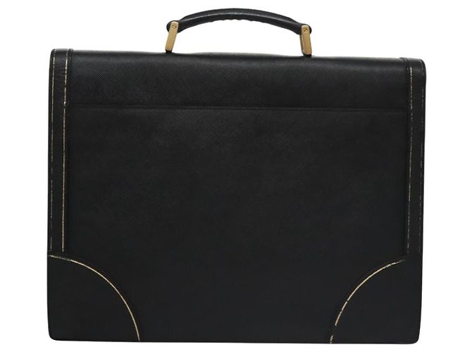 Saffiano Borsa da lavoro PRADA in pelle Safiano nera e oro Auth bs21898 Nero D'oro - vista 2