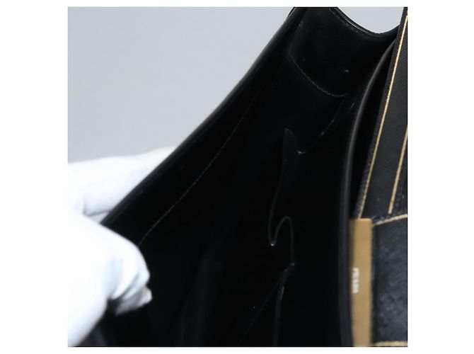 Saffiano Borsa da lavoro PRADA in pelle Safiano nera e oro Auth bs21898 Nero D'oro - vista 22