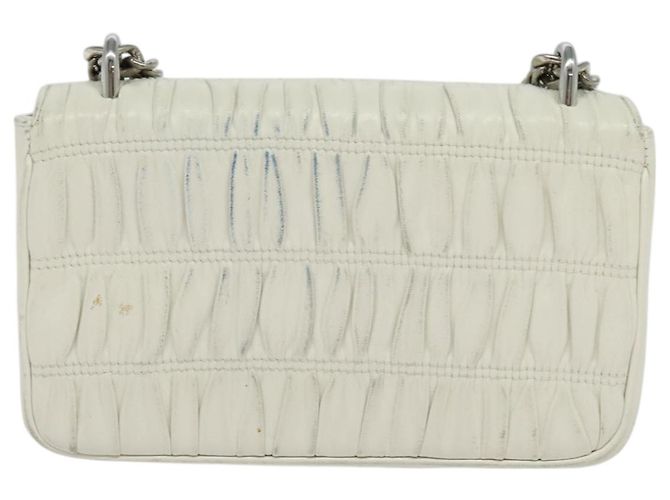 PRADA Borsa a Spalla con Catena Arricciata in Pelle Bianca Argento Auth mr992 Bianco - vista 2
