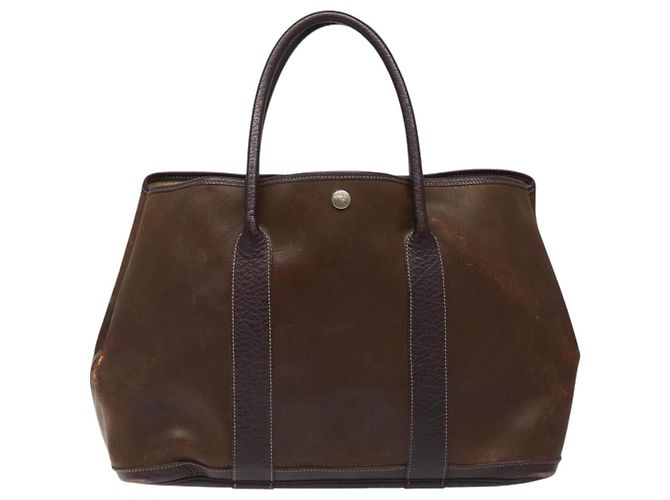 Hermès HERMES Amazonia Garden Party PM Borsa a mano in pelle marrone Auth yk16902 - vista 2