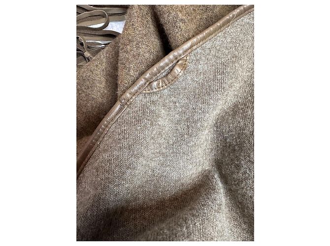 Bufanda de cachemira bebé con flecos de Loro Piana Marrón claro Marrón oscuro Gold hardware - vista 3