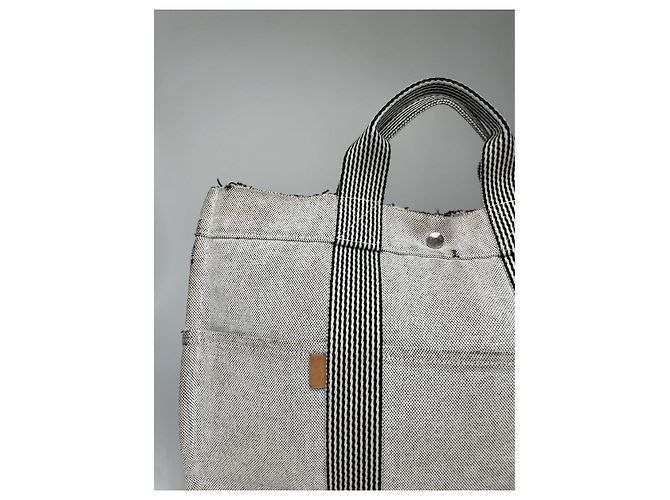 Bolsa de algodão prateada Hermès Prata - vista 3