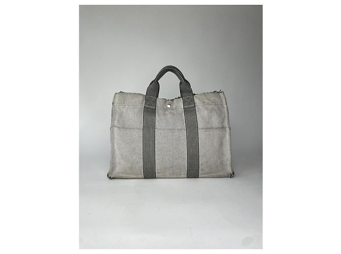 Bolsa de algodão prateada Hermès Prata - vista 5