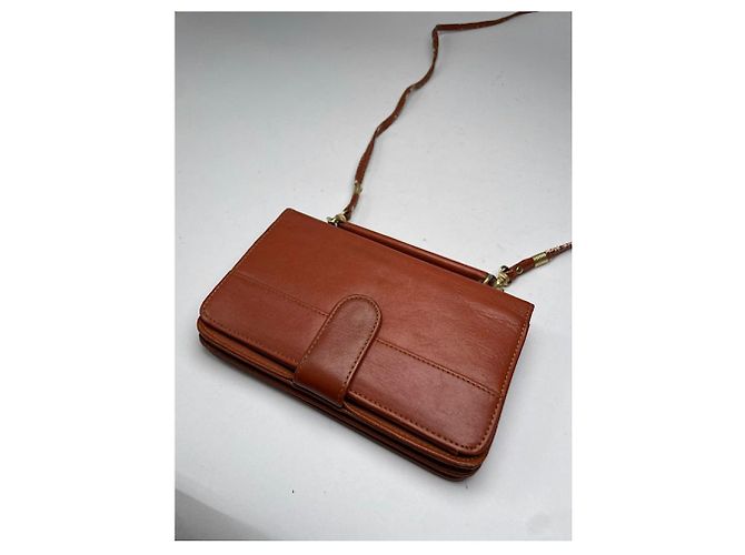 Autre Marque Borsa in pelle arancione non firmata - vista 2