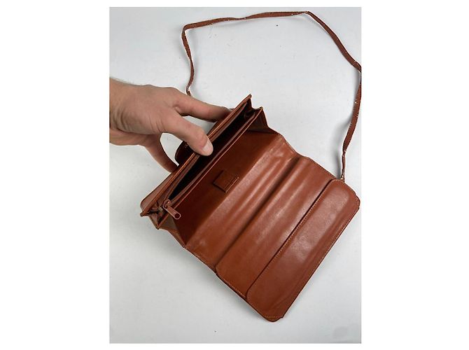 Autre Marque Borsa in pelle arancione non firmata - vista 4