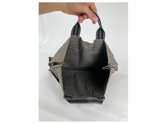 Borsa a mano in cotone grigio di Hermès - vista 2