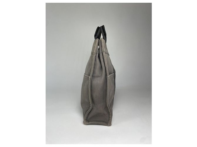 Borsa a mano in cotone grigio di Hermès - vista 3