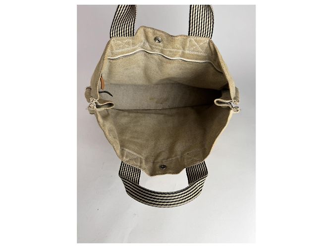 Borsa a mano in cotone beige di Hermès - vista 3