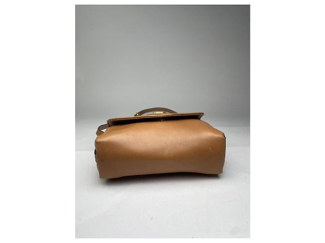Borsa in pelle marrone Gucci GG Marmont Animalier - vista 4