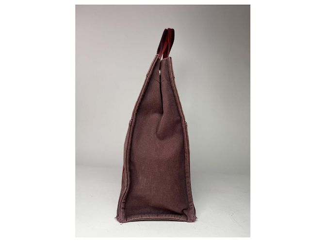 Bolsa de viaje de algodón burdeos de Hermès - vista 3