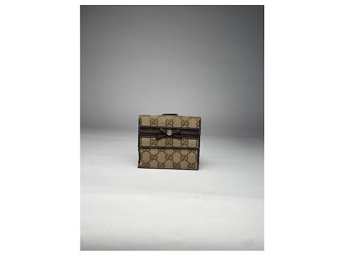 Cartera de cuero beige entrelazada de Gucci - vista 2