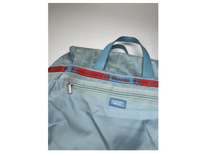 Borsa a mano in poliestere blu Chanel Cambon - vista 4