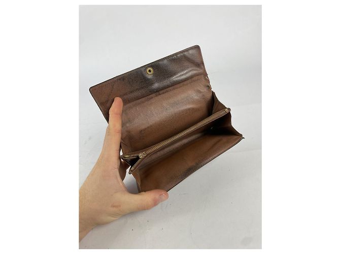 Billetera de cuero marrón Pallas de Louis Vuitton Castaño - vista 3
