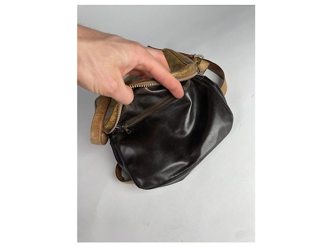 Céline Borsa in pelle marrone Celine Crécy - vista 4