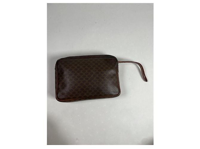 Céline Clutch in pelle marrone vintage Celine Triomphe - vista 3