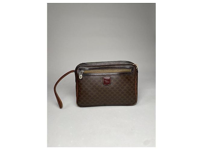 Céline Clutch in pelle marrone vintage Celine Triomphe - vista 4