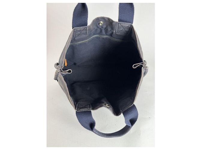 Borsa a mano in cotone blu Hermès - vista 3
