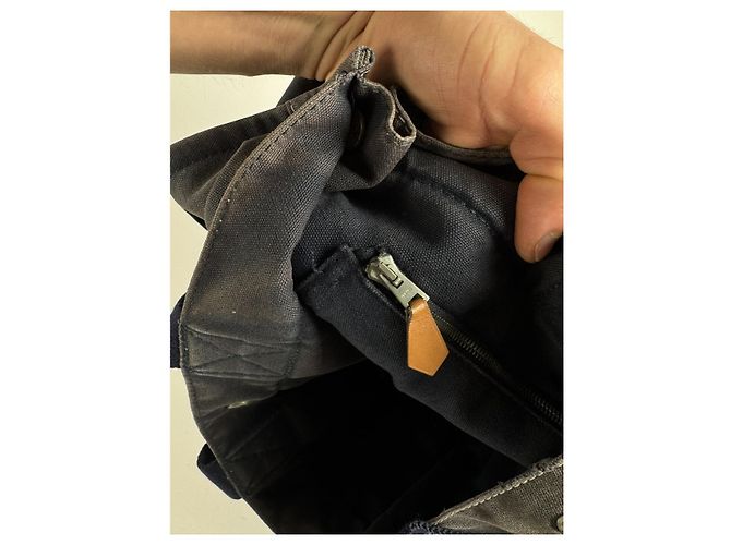 Borsa a mano in cotone blu Hermès - vista 4
