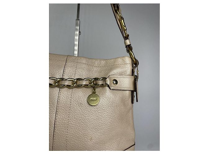 Coach Signature Sufflette Beiger Lederhandtasche - vista 4
