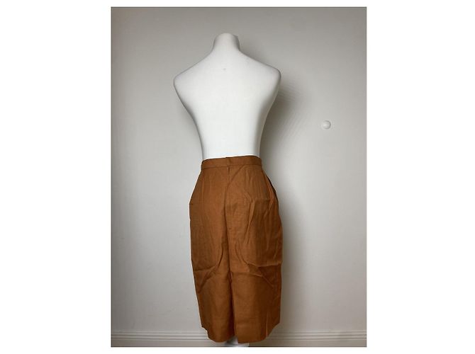 Falda de lino naranja Dior - vista 3