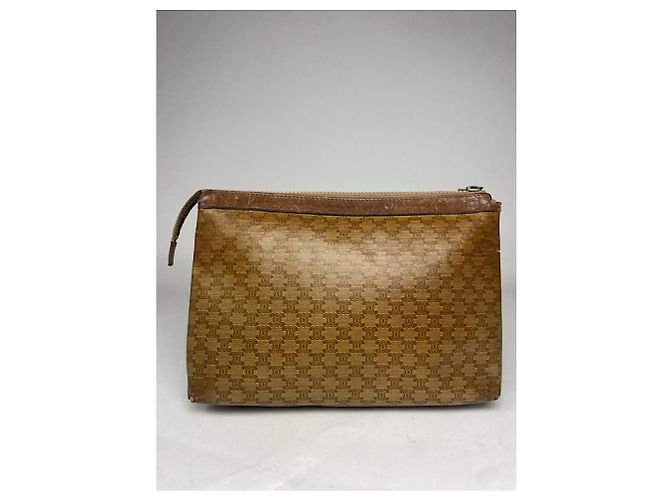Céline Clutch in pelle marrone vintage Celine Triomphe - vista 2