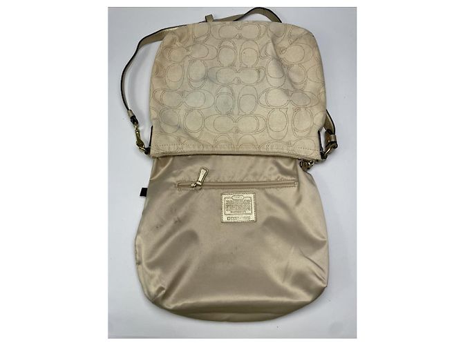 Borsa a mano in pelle beige Sufflette Signature di Coach - vista 2