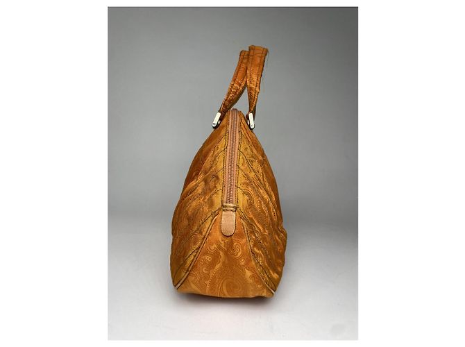 Borsa a mano in cotone arancione Etro - vista 5