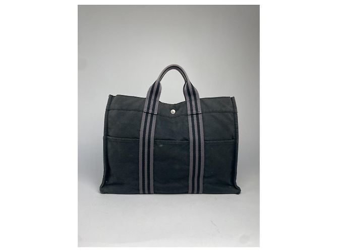 Borsa a mano in cotone nero Hermès - vista 4