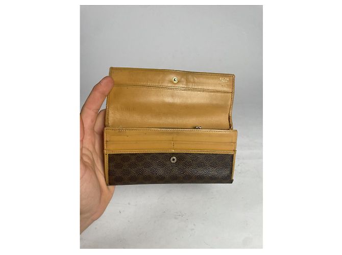 Céline Portafoglio in pelle marrone vintage Celine Triomphe - vista 4