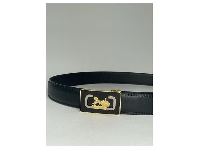 Céline Cinturón de cuero negro Celine Triomphe - vista 2