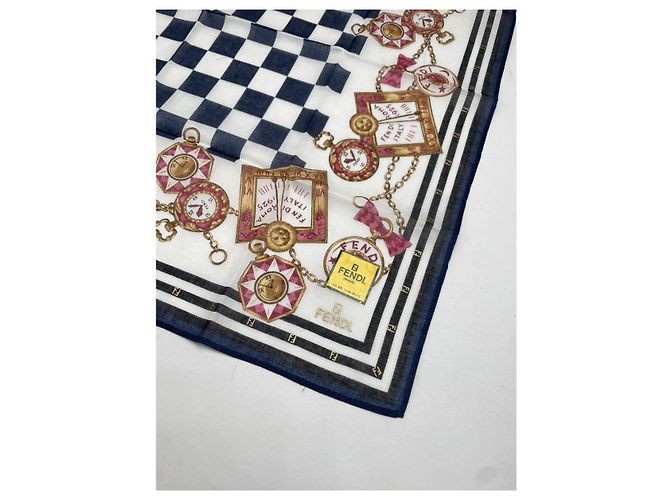 Fendi Marineblau Seidenschal - Ansicht 2