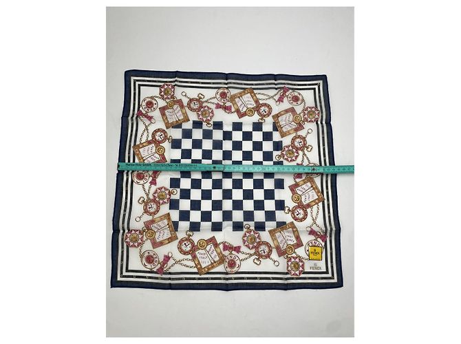 Fendi Marineblau Seidenschal - Ansicht 4