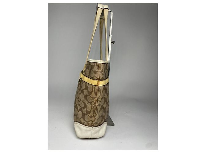 Borsa a mano in pelle marrone Sufflette Signature di Coach - vista 5