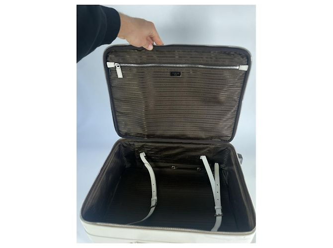Saffiano Prada weißer Leder-Reisetasche - Ansicht 2