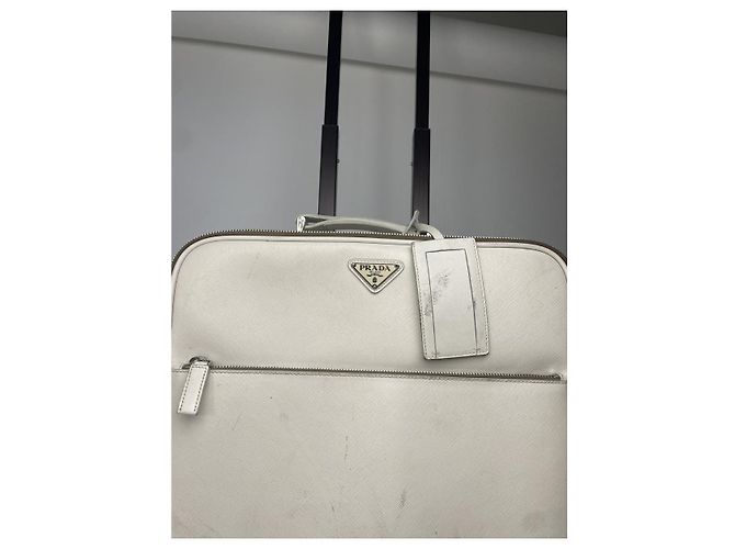 Saffiano Prada weißer Leder-Reisetasche - Ansicht 3