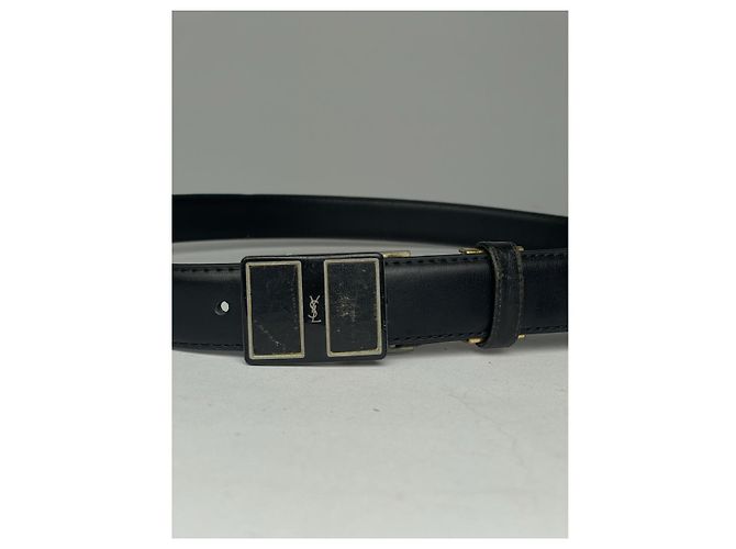 Yves Saint Laurent schwarzer Ledergürtel - Ansicht 2